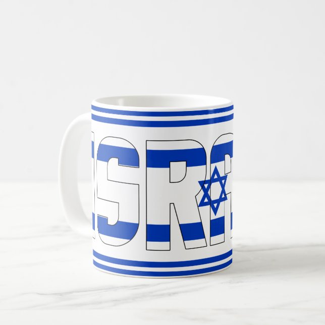 Caneca De Café Patriótico de Bandeira Nacional de Israel (Frente Esquerda)