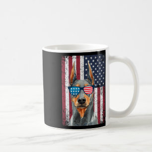 Caneca De Café Patriótico Doberman Pinscher 4 De Julho Americano