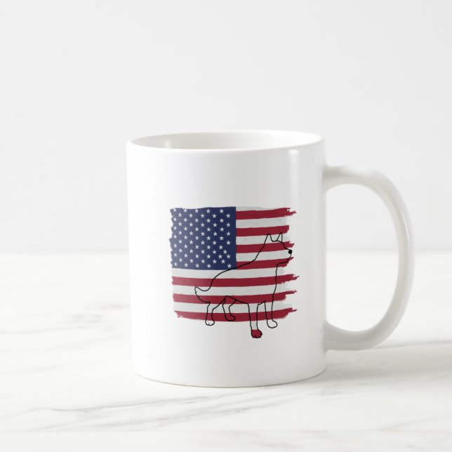 Caneca De Café Patriótico DOG American Flag Vintage (Direita)