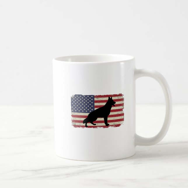 Caneca De Café Patriótico DOG American Flag Vintage (Direita)