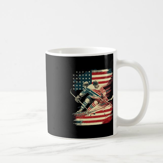 Caneca De Café Patriótico dos EUA do Hockey American Flag (Direita)