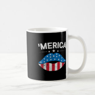 Caneca De Café Patriótico Lábios de Bandeira da América dos Estad