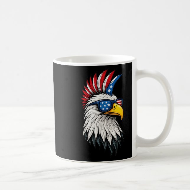 Caneca De Café Patriótico Punk Rock White Head Eagle USA Flag Ban (Direita)