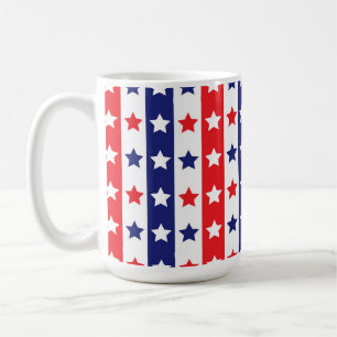 CANECA DE CAFÉ PATRIÓTICO VERMELHO BRANCO VERMELHO ESTRELAS E STR