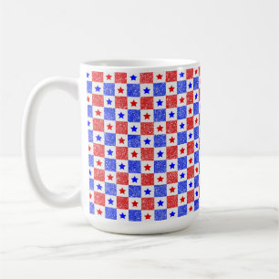 CANECA DE CAFÉ PATRIÓTICOS VERMELHOS AZUIS BRANCOS E QUARES