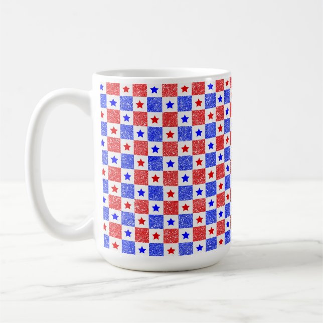 CANECA DE CAFÉ PATRIÓTICOS VERMELHOS AZUIS BRANCOS E QUARES (Esquerda)