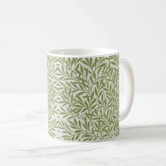 Caneca De Café Pattern of green leafy branches  (Frente Esquerda)