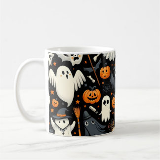 Caneca De Café Patterno de Halloween Spooky Cute