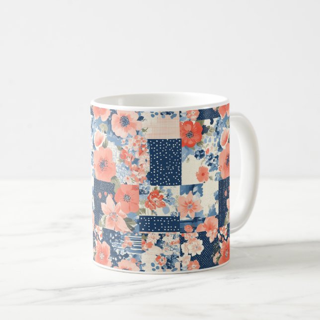 Caneca De Café Patterno Floral Vintage (11) (Frente Esquerda)