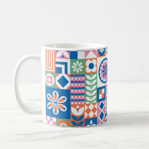 Caneca De Café Patterno Invisível do Damask Floral Elegante. De