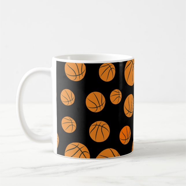 Caneca De Café Patterno sem costura de basquete (Esquerda)