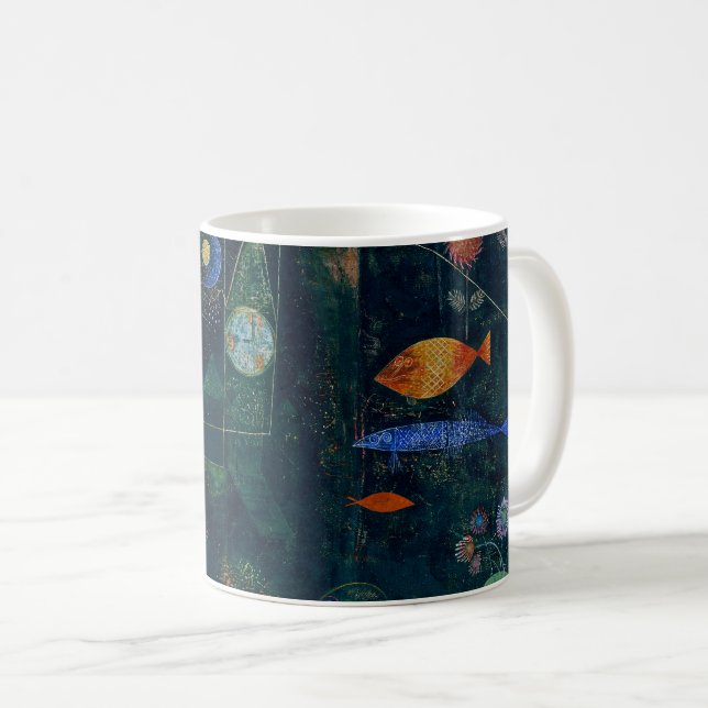 Caneca De Café Paul Klee Fish Magic Abstrato Pintura Gráfica (Frente Esquerda)
