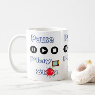 Caneca De Café Pausar, Jogar, Parar Mug