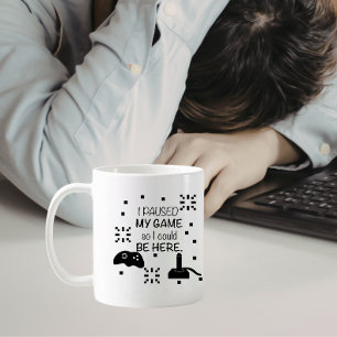 Caneca De Café Pauso meu jogo para estar aqui, humor de jogador