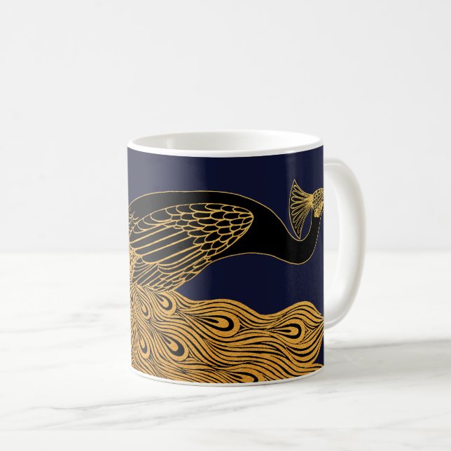 Caneca De Café Pavão Art Nouveau de Will Bradley (Frente Esquerda)
