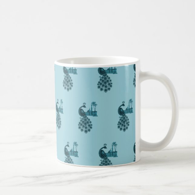 Caneca De Café Pavão Azul Romântico (Direita)