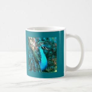 Caneca De Café Pavão Azul Vibrante Dentro Com Cauda Vibrada