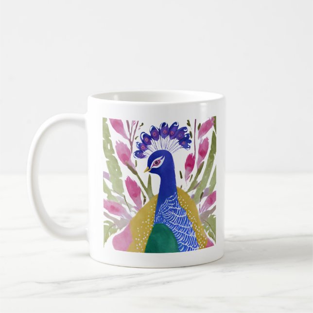 Caneca De Café Pavão Colorido (Esquerda)