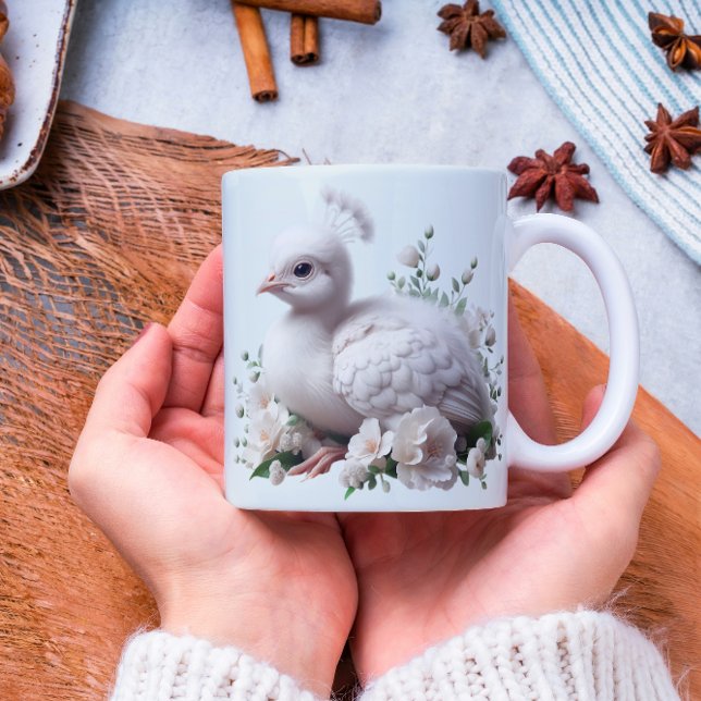 Caneca De Café Pavão e Flores Adoráveis para Bebês: Delícia da Na (Criador carregado)