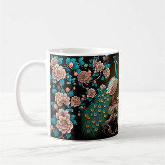 Caneca De Café Pavão floral