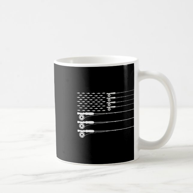 Caneca De Café Pavilhão Americano Pescar Rod Truta Patriota Homen (Direita)