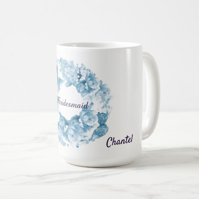 Caneca De Café Pavimento Monocromático Azul, Bridesmaid Coffee Mu (Frente Esquerda)