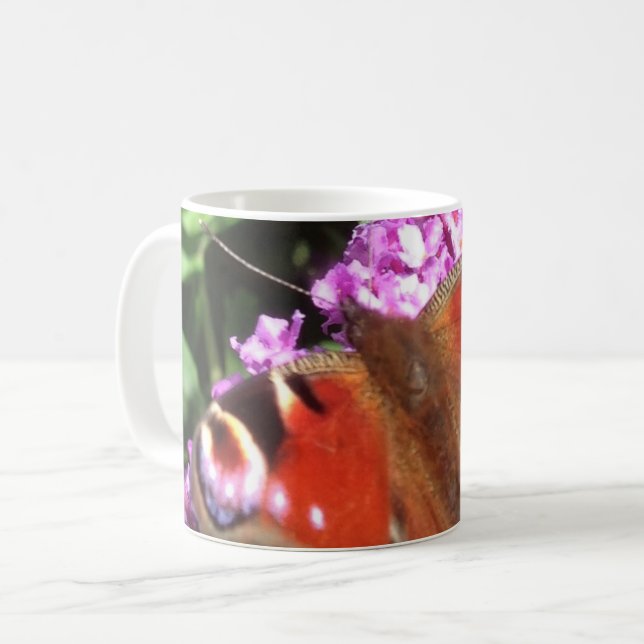 Caneca De Café Pavock Butterfly e Buddleia (Frente Esquerda)