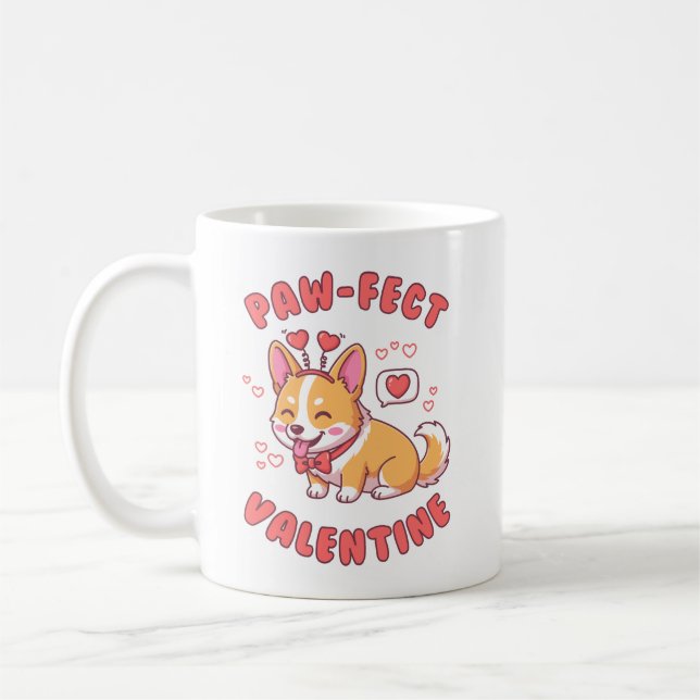 Caneca De Café Paw-Fect Valentine - Corgi Dog Valentine Gift (Esquerda)