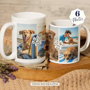Caneca De Café Pawprint da Melhor Colagem de Fotografias do Pai 6