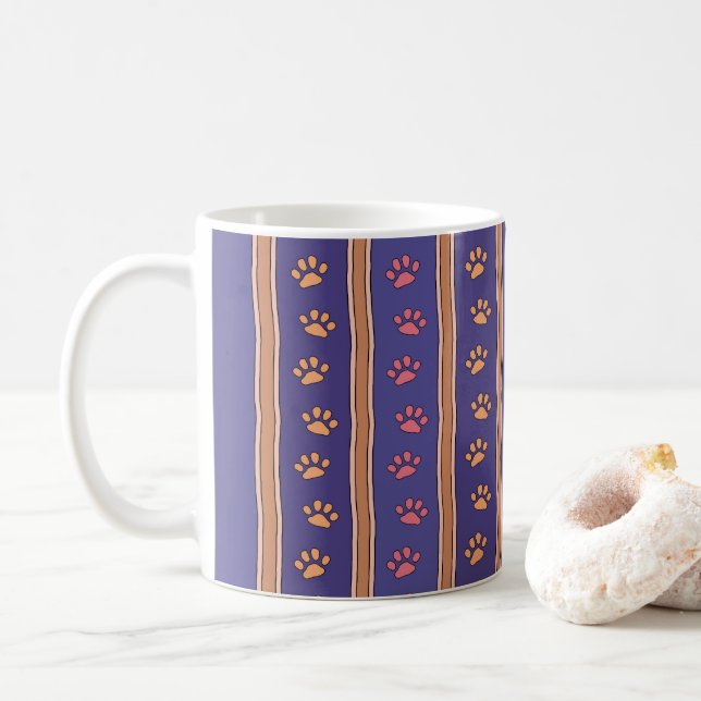 Caneca De Café Pawprint Pattern (Com Donut)