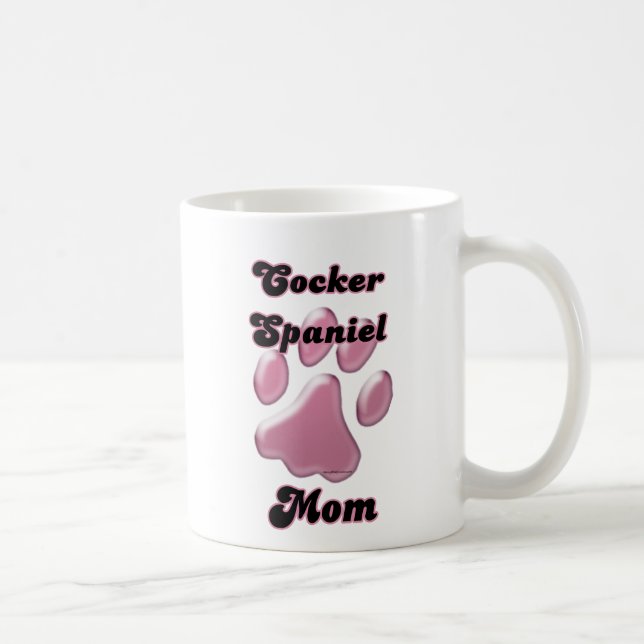 Caneca De Café Pawprint rosa da mãe do Cocker Spaniel (Direita)
