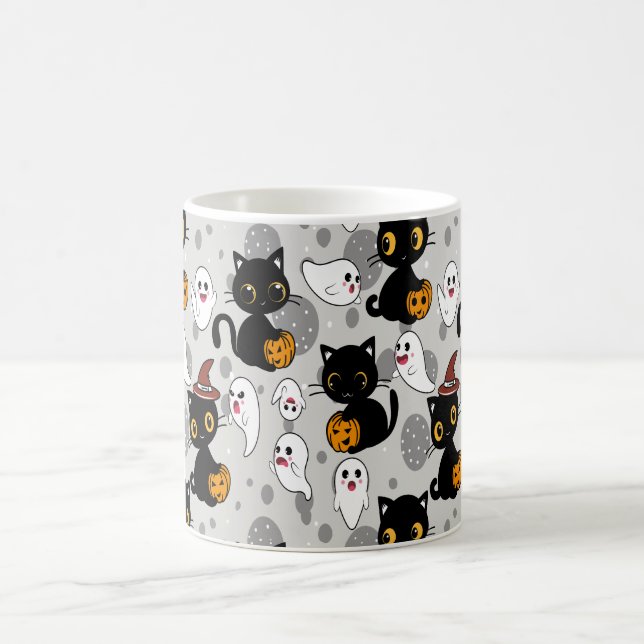 Caneca De Café Paws de Abóbora Fantasma Spooky (Centro)