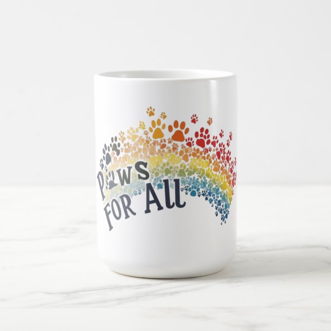 Caneca De Café Paws for All – Rainbow Paw Print Unity  (Centro)