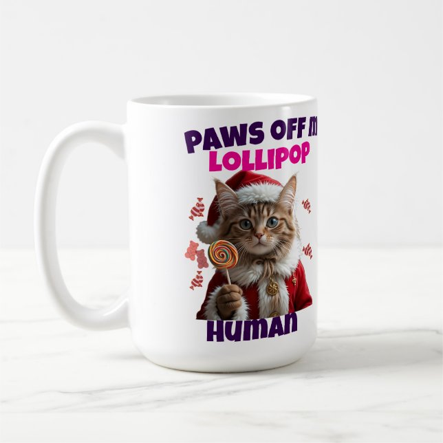 Caneca De Café Paws Off My Lollipop Human Christmas Cat (Esquerda)