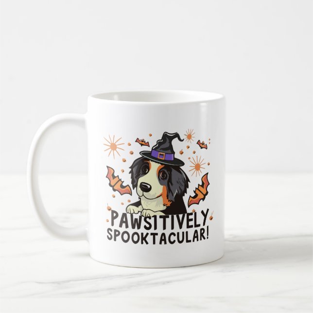 Caneca De Café Pawsitivamente Spooktacular! - Cachorro Bernese Ha (Esquerda)
