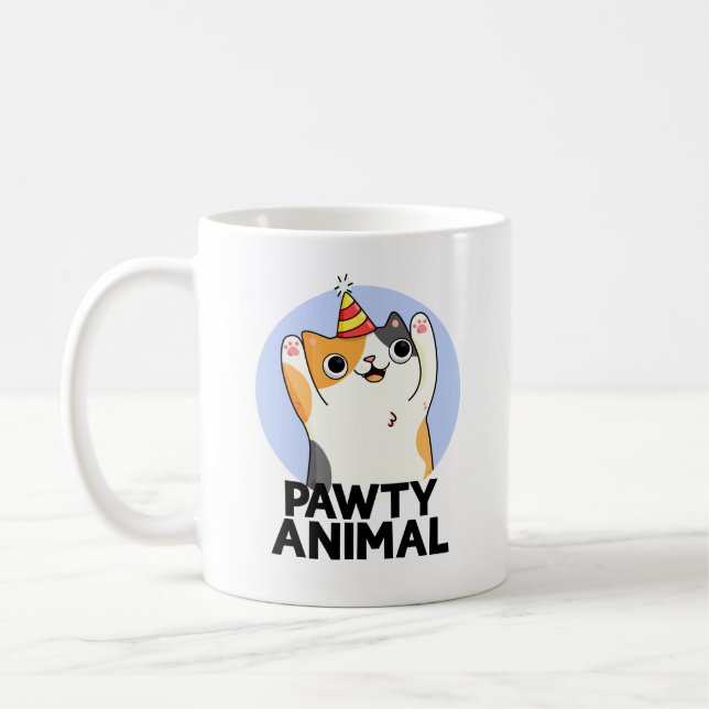 Caneca De Café Pawy Animal Funny Party Cat Pun (Esquerda)