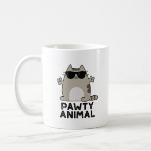 Caneca De Café Pawy Animal Funny Party Cat Pun