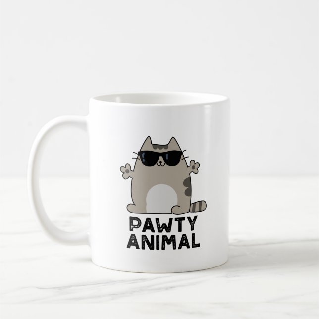 Caneca De Café Pawy Animal Funny Party Cat Pun (Esquerda)
