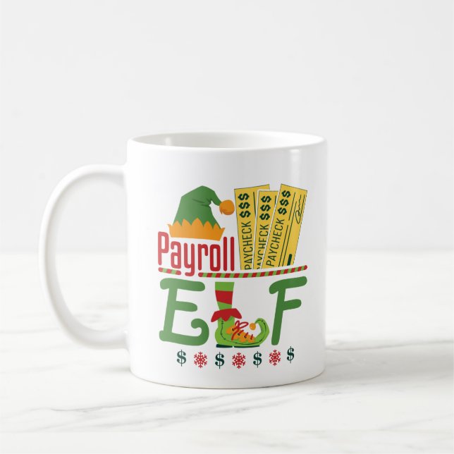 Caneca De Café Payroll Elf Christmas Payroll Manager (Esquerda)