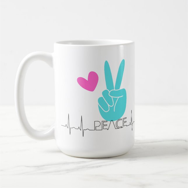 Caneca De Café Paz amava Mug clássico (Esquerda)