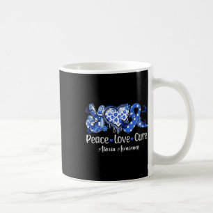 Caneca De Café Paz Amor Cura Azul Fita Ataxia Consciência