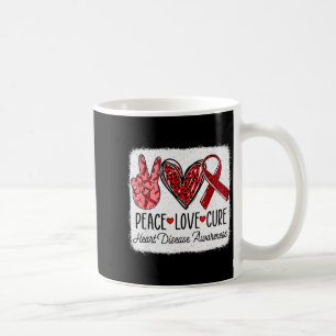 Caneca De Café Paz Amor Cura Conscientização da Doença Cardíaca S