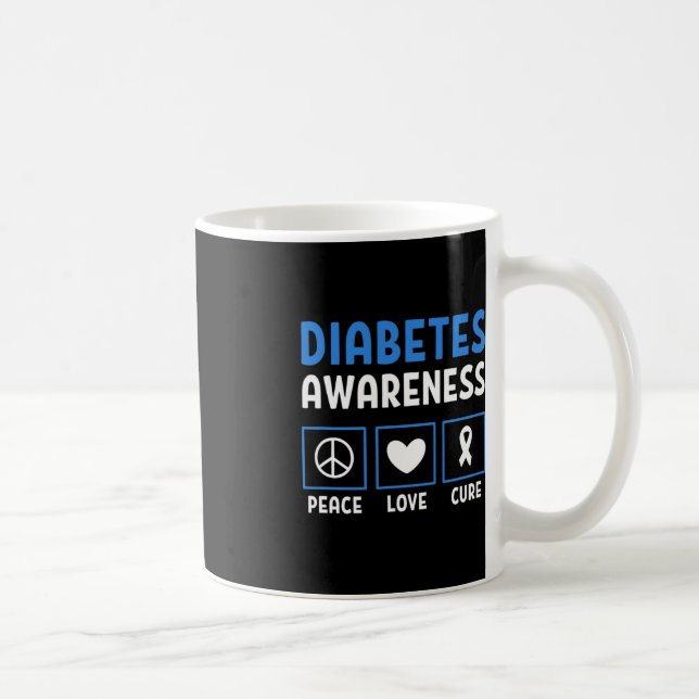 Caneca De Café Paz Amor Cura Diabetes Consciência 3 (Direita)