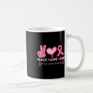 Caneca De Café Paz Amor Curto Cancer de Mama Sensibilização para