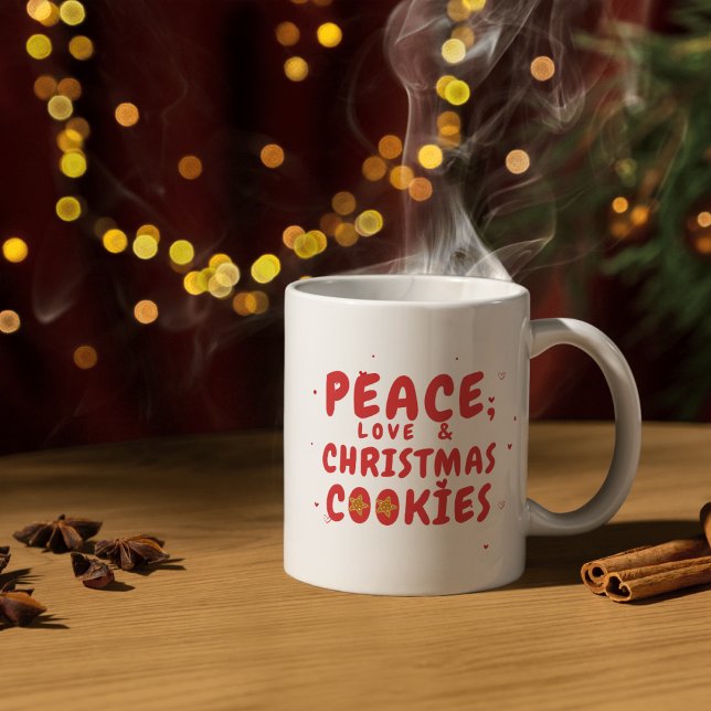 Caneca De Café Paz, Amor e Biscoitos de Natal (Criador carregado)