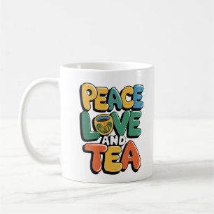 Caneca De Café "Paz, Amor e Chá - Design de Mug Retroativo para C