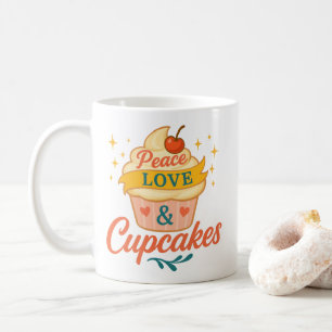 Caneca De Café Paz, amor e Cupcake