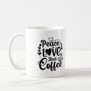 Caneca De Café Paz, Amor E Typografia De Café