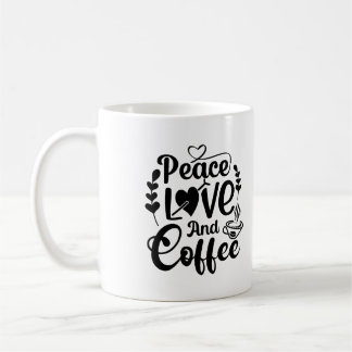 Caneca De Café Paz, Amor E Typografia De Café