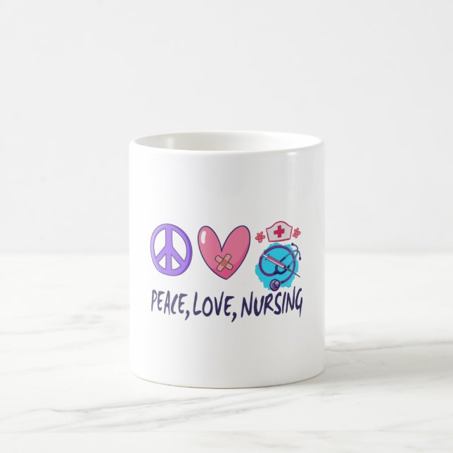 Caneca De Café Paz Amor Enfermagem (Centro)